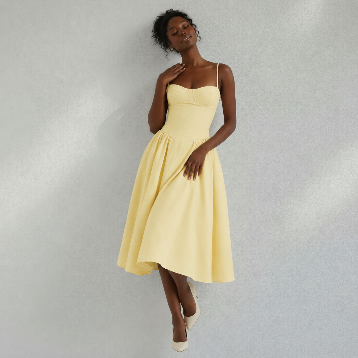 Robe corset femme midi à imprimé fleuri