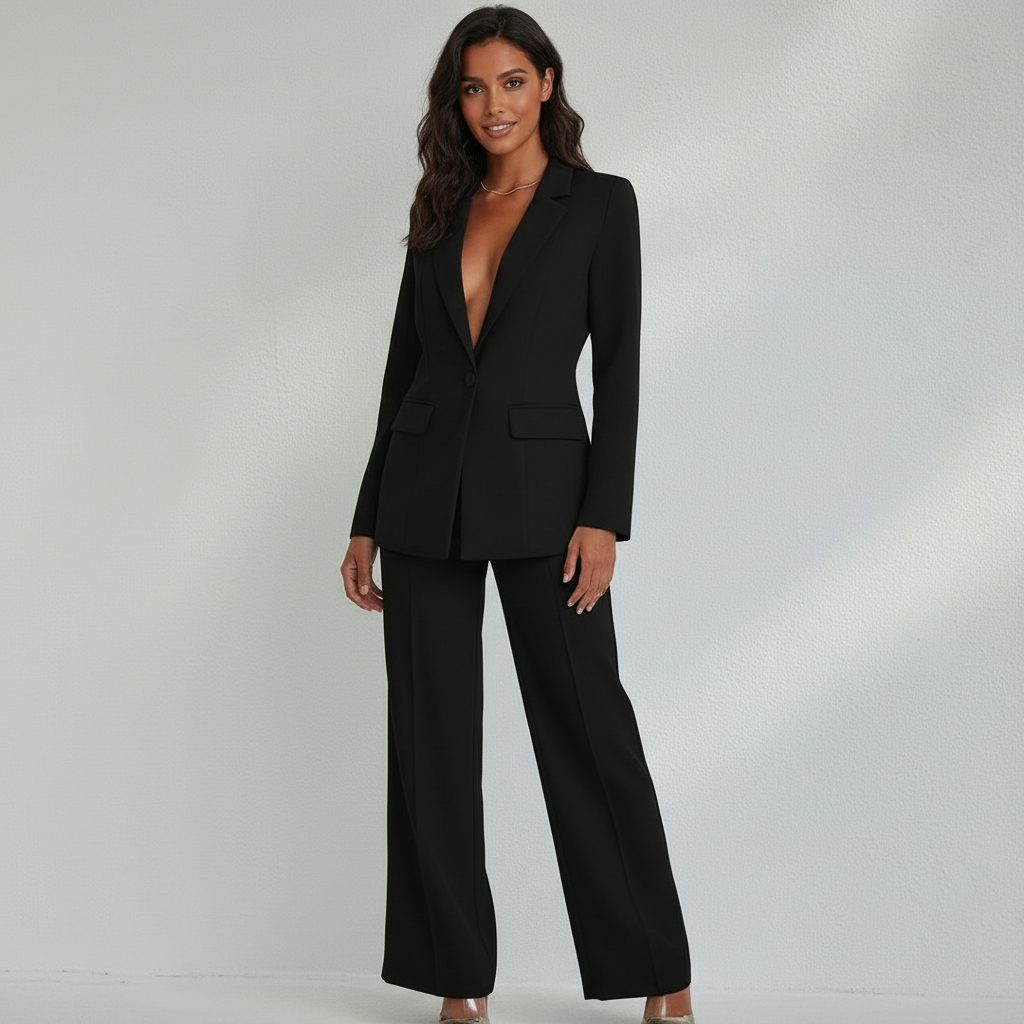 Tailleur pantalon femme 2 pièces avec blazer