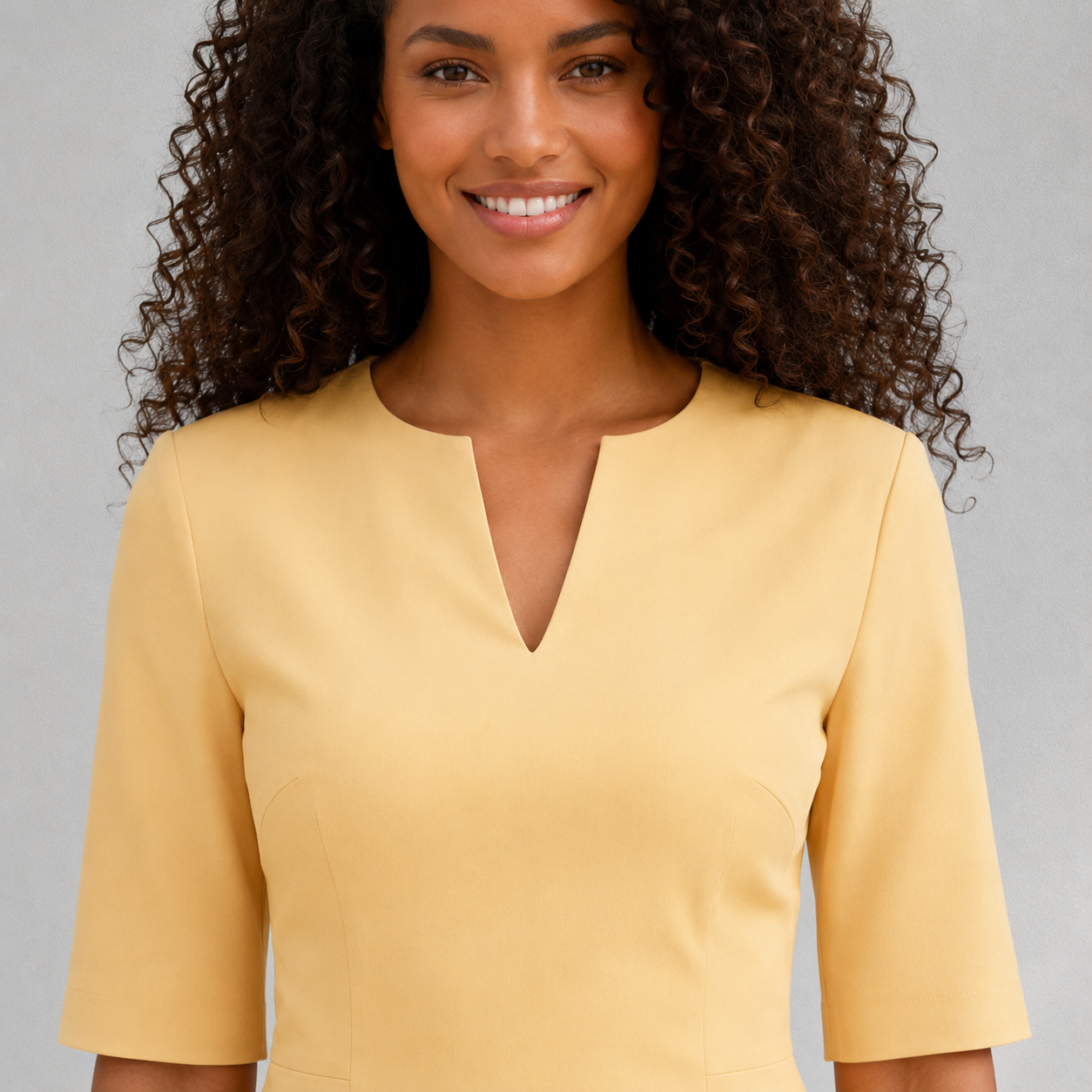 Robe Femme s.Oliver Jaune Pâle | Coupe Droite & Zip Dos