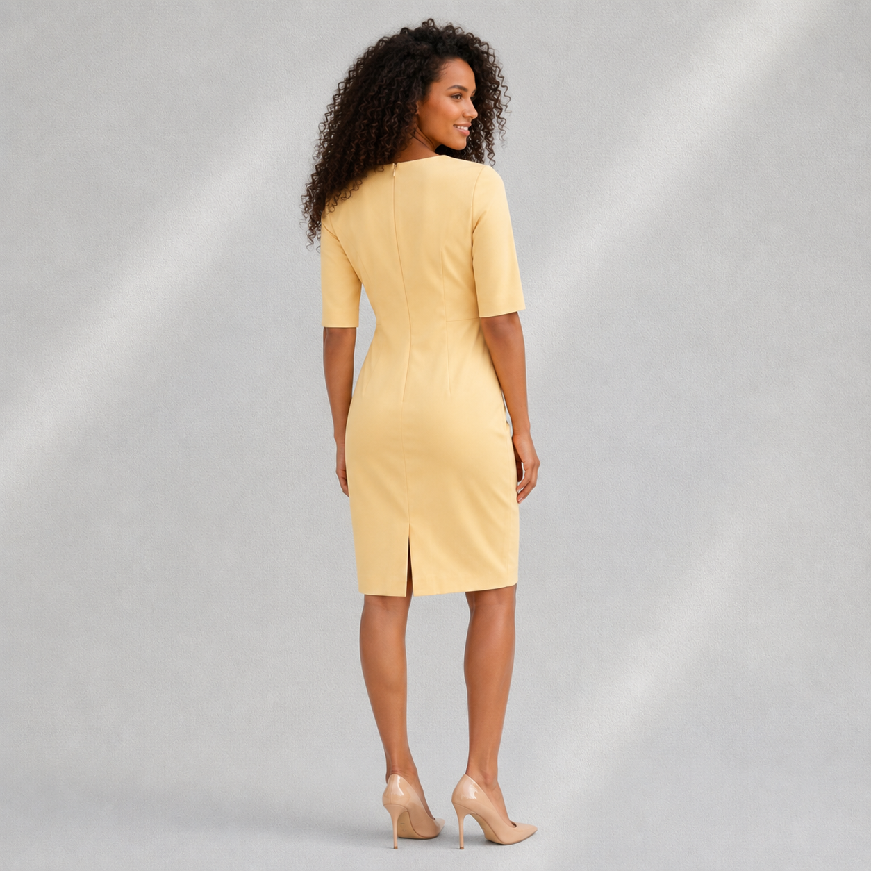 Robe Femme s.Oliver Jaune Pâle | Coupe Droite & Zip Dos