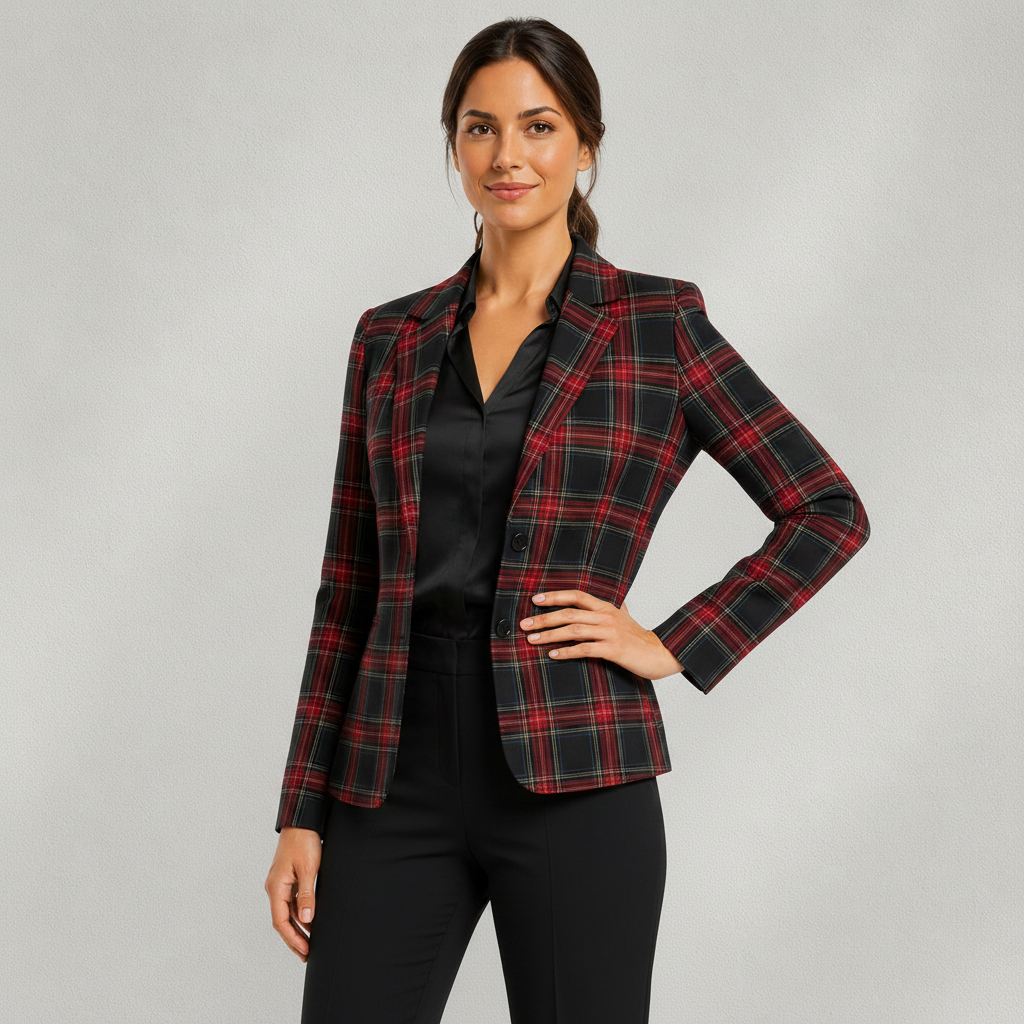 Blazer Femme Jake*s à Carreaux Rouge & Noir | Taille 38