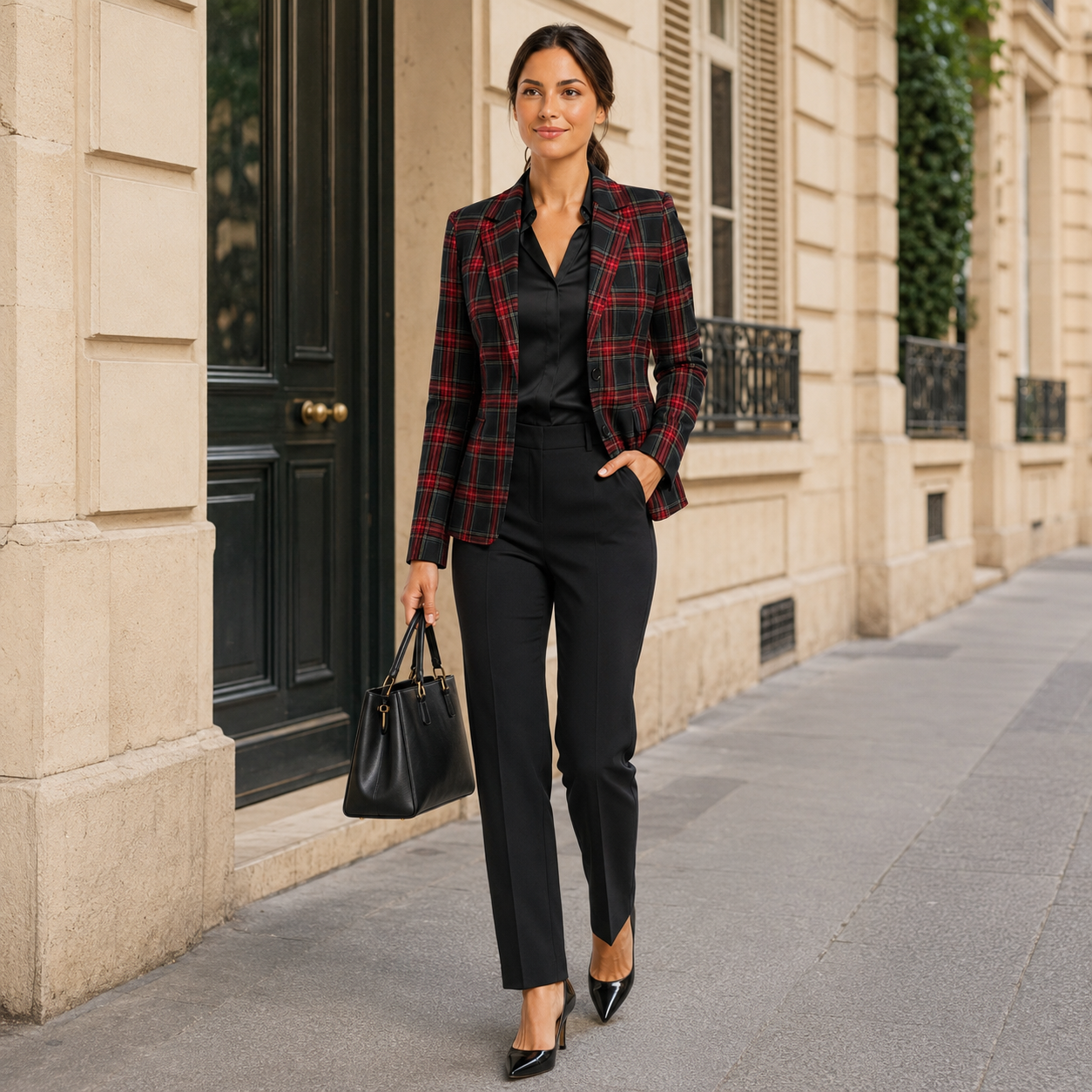 Blazer Femme Jake*s à Carreaux Rouge & Noir | Taille 38