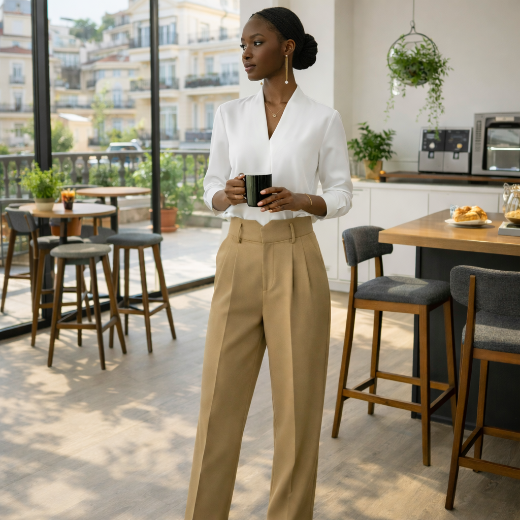 Blouse Femme Col V Manches Longues
