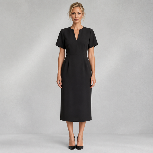 Robe Noire Femme Esprit Collection | Col V et Zip Dos