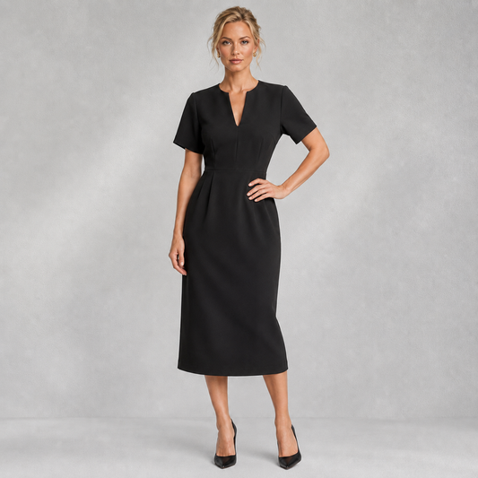 Robe Noire Femme Esprit Collection | Col V et Zip Dos