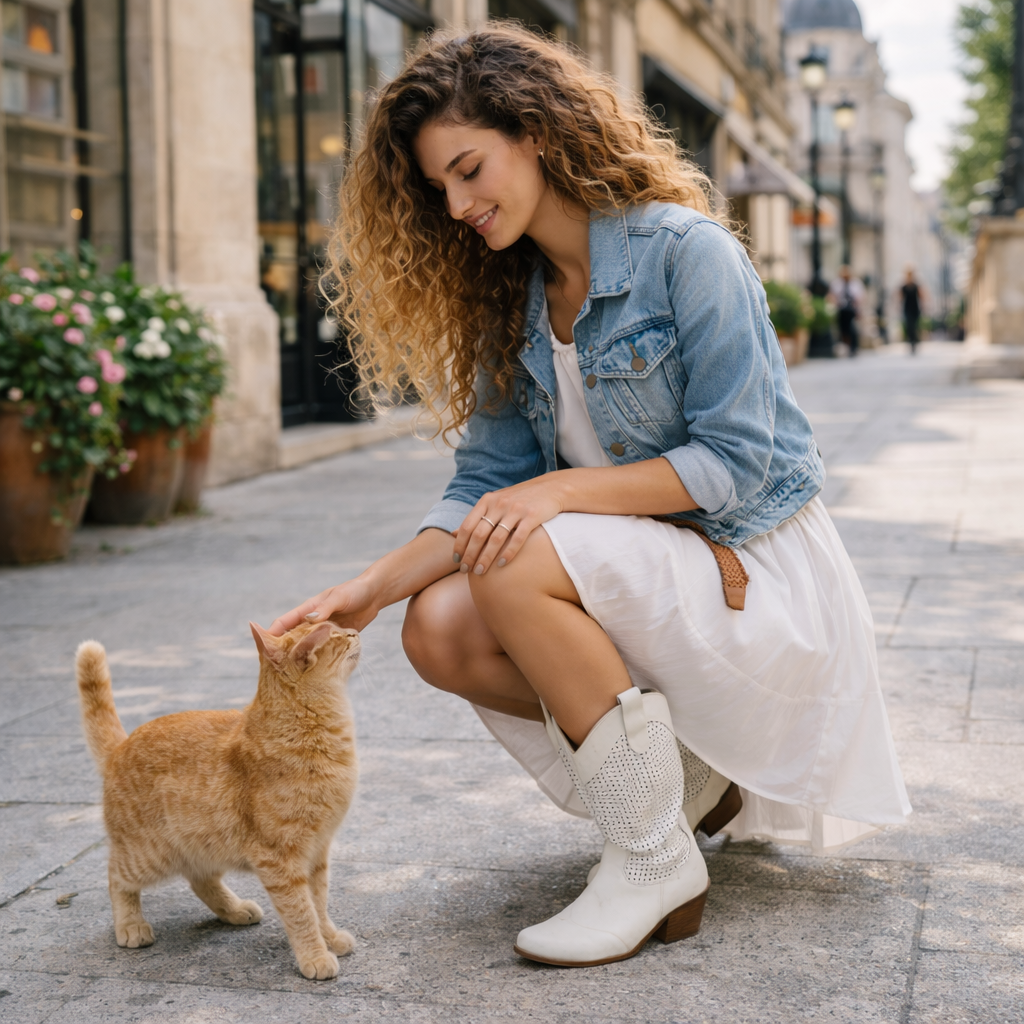 Bottes Western Femme à Fermeture Éclair