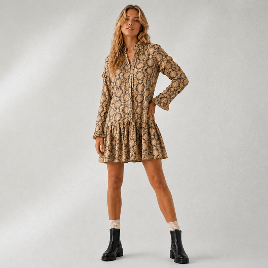 Robe Tunique Femme Imprimé Python à Volants | Rough Studios Ruvafashion
