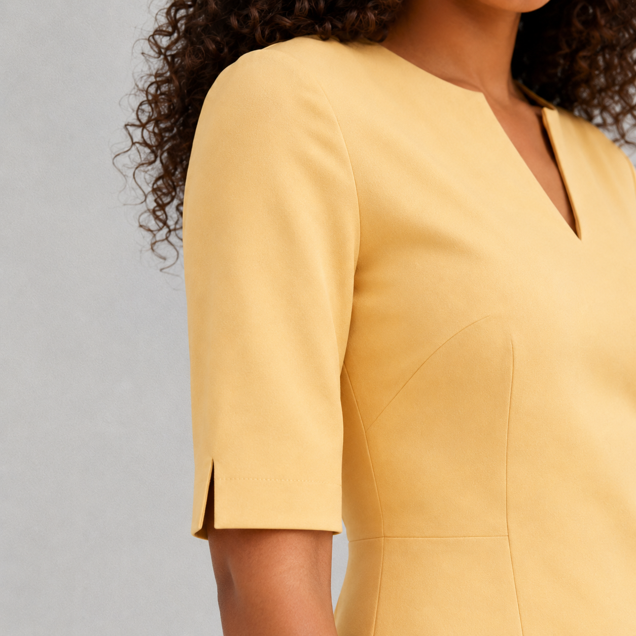 Robe Femme s.Oliver Jaune Pâle | Coupe Droite & Zip Dos