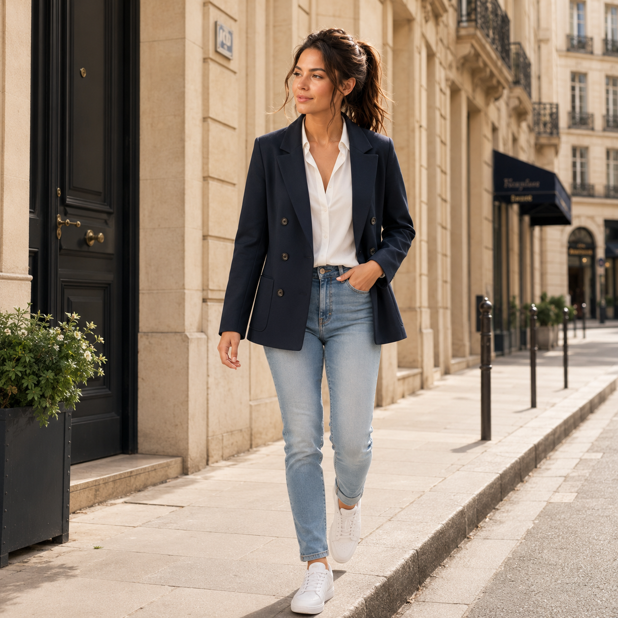 Blazer Femme Jake’s Bleu Marine à Double Boutonnage