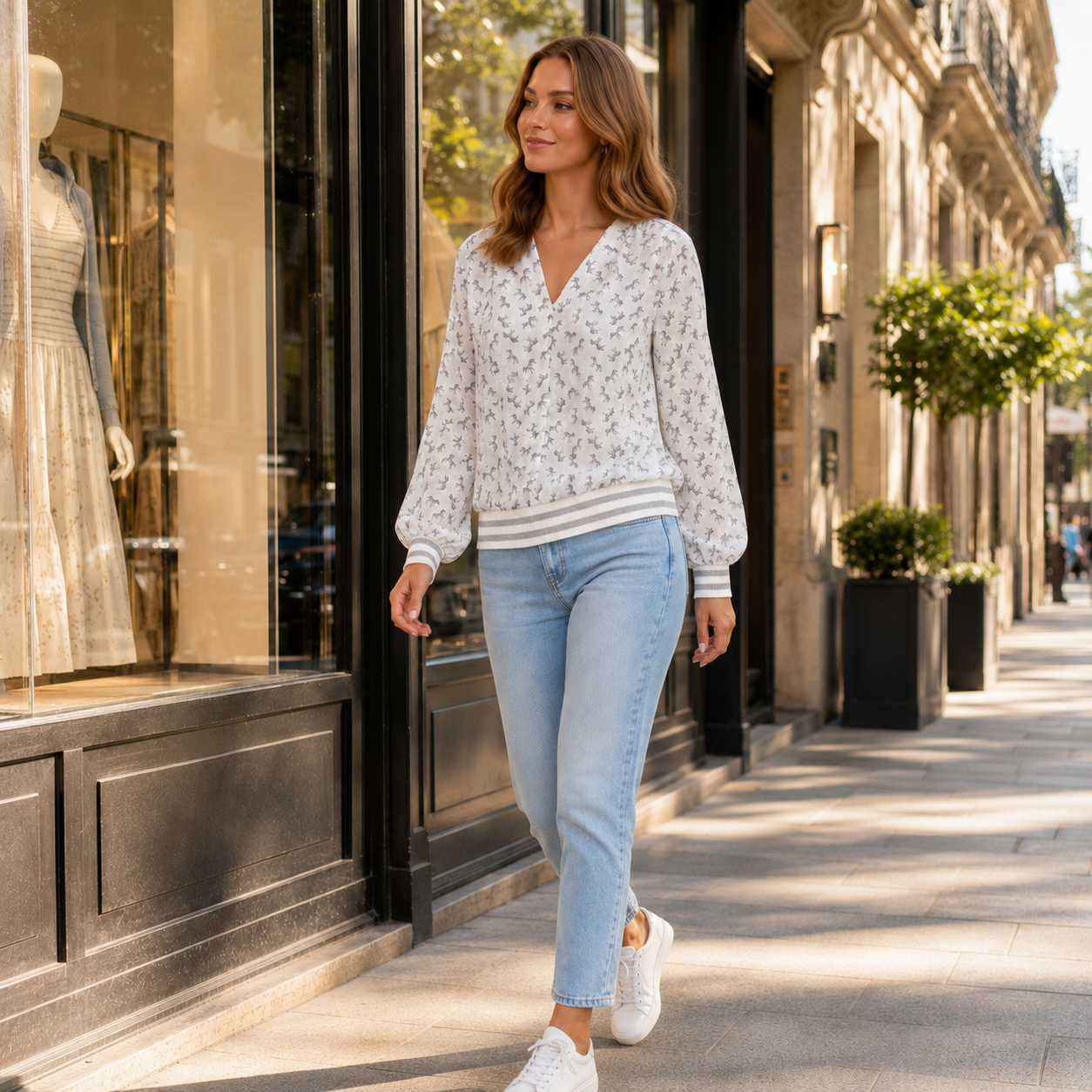 Blouse femme coupe ample blanche à imprimé zèbre - River Woods