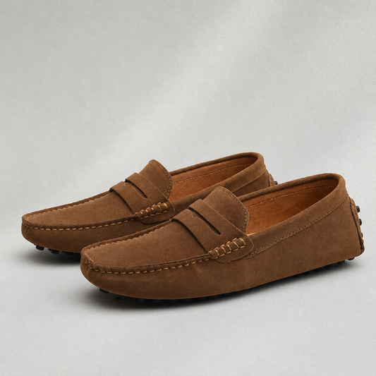 Mocassins homme en cuir véritable aspect daim