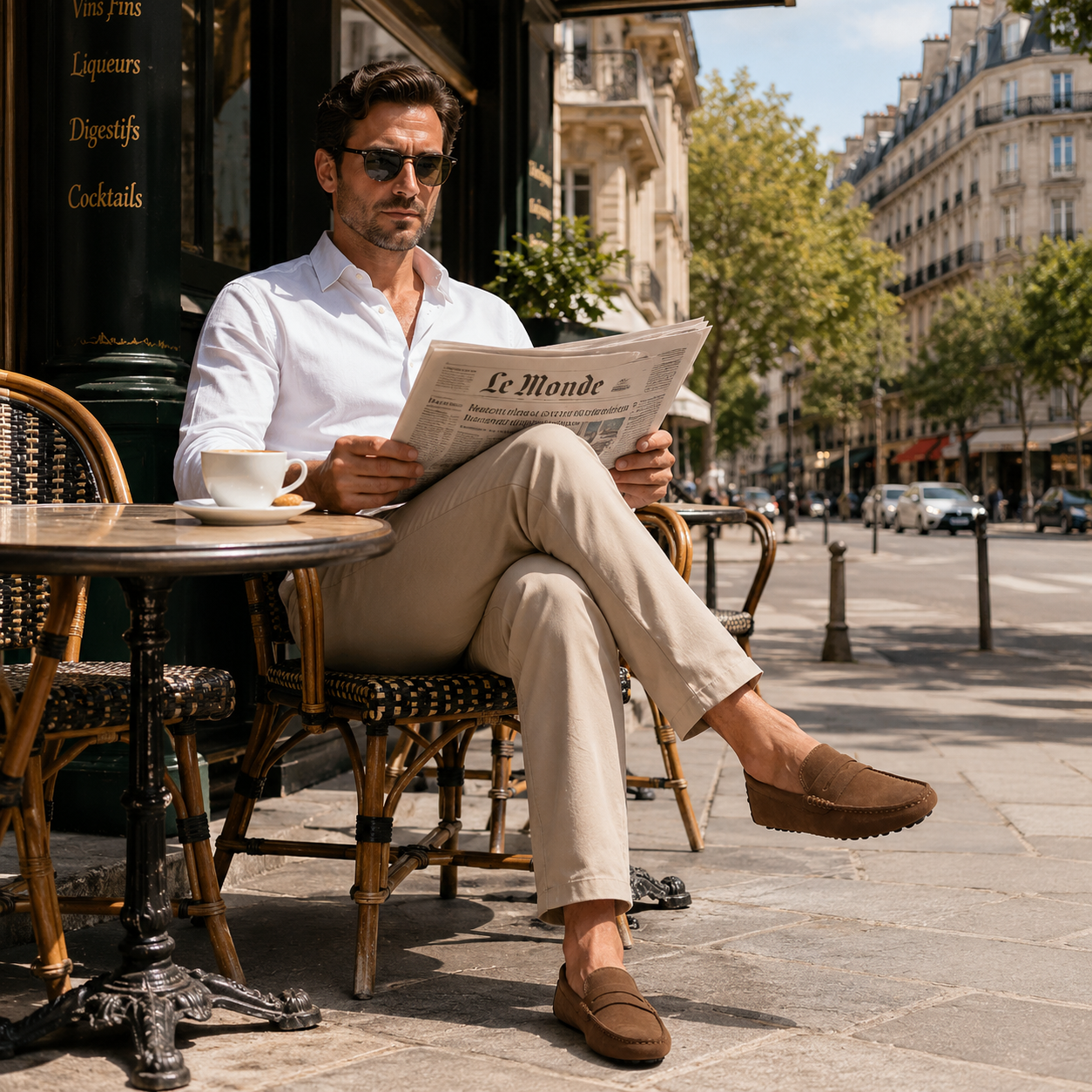 Mocassins homme en cuir véritable aspect daim