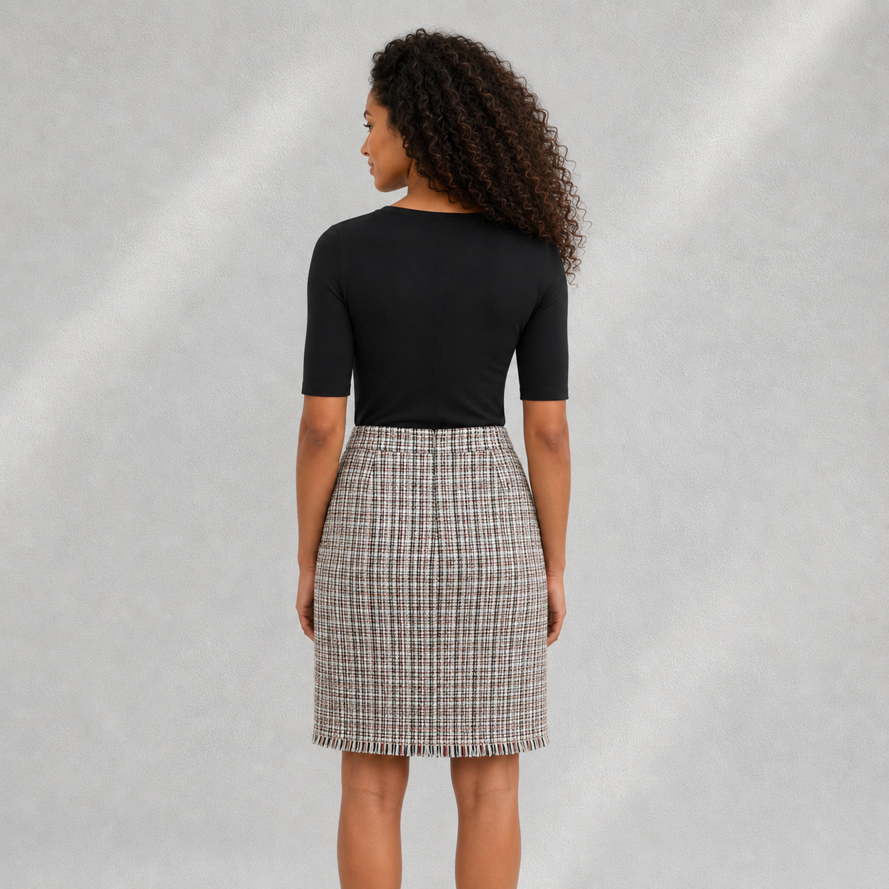 Jupe Femme s.Oliver Black Label Tweed à Boutons Dorés