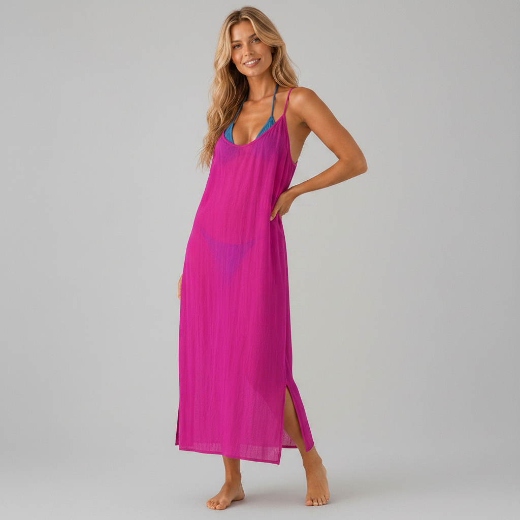 Robe femme d’été fluide jaune uni à fines bretelles Rough Studios