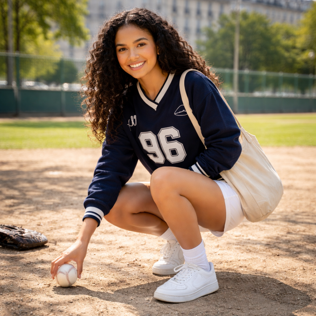 Sweat Femme Oversize Baseball Col V