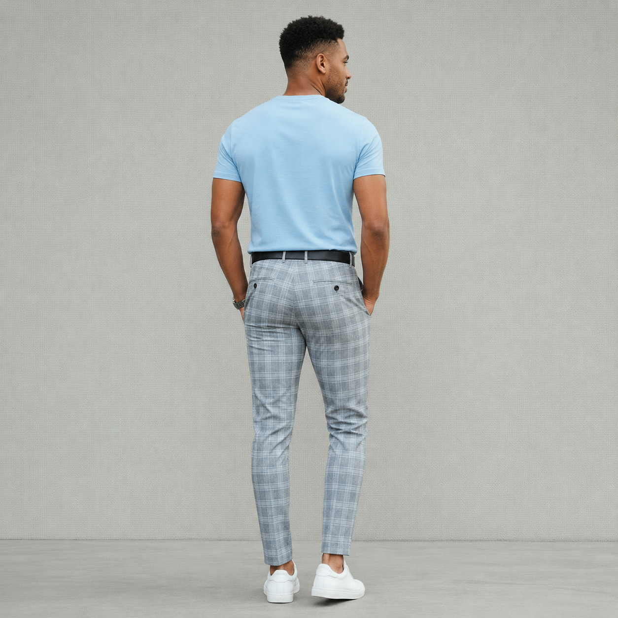 Pantalon Homme à Carreaux Casual Chic