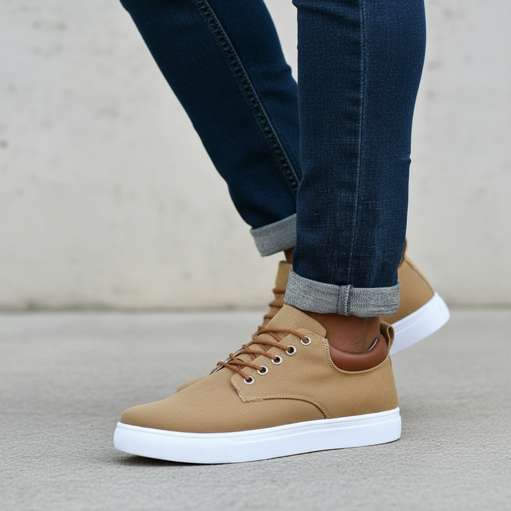 Baskets Homme en Toile Basses | Semelle Blanche