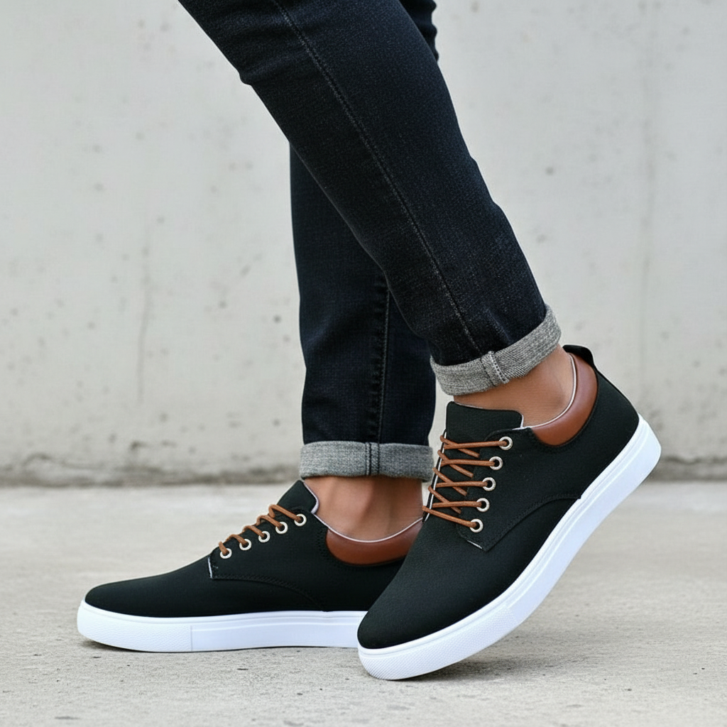 Baskets Homme en Toile Basses | Semelle Blanche
