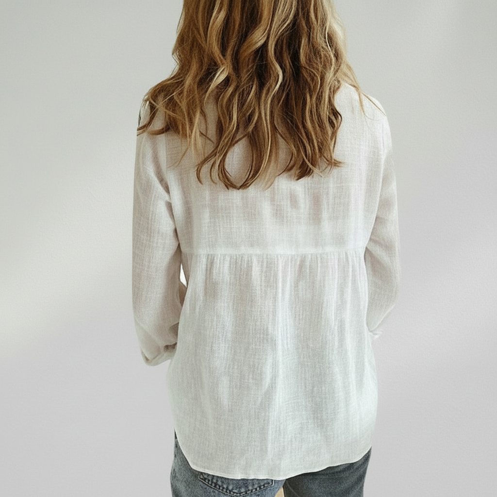 Blouse Femme Manches Mi-Longues à Boutons