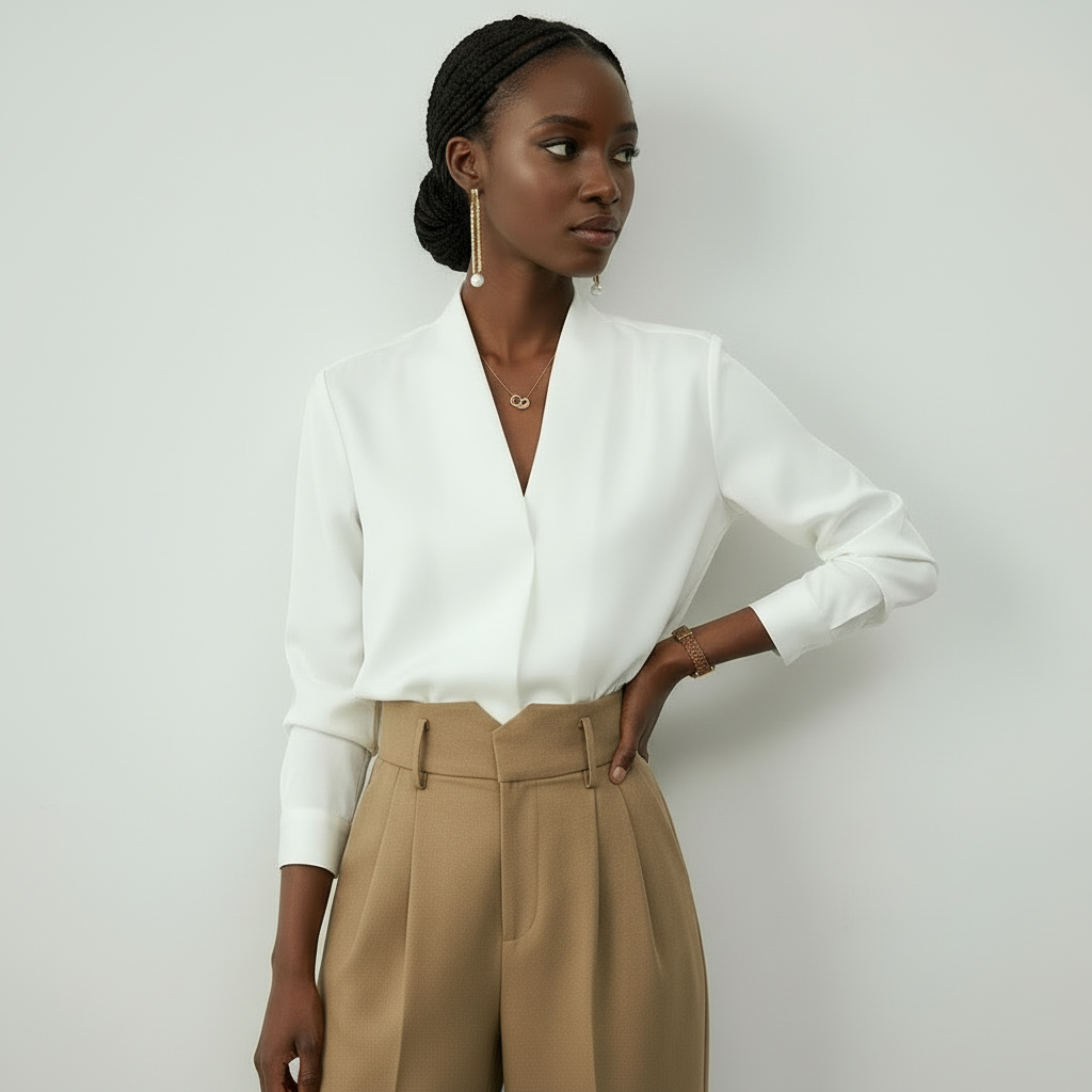 Blouse Femme Col V Manches Longues