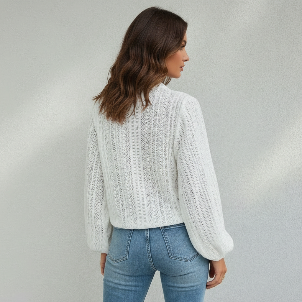 Blouse Femme Dentelle Col V Manches Longues