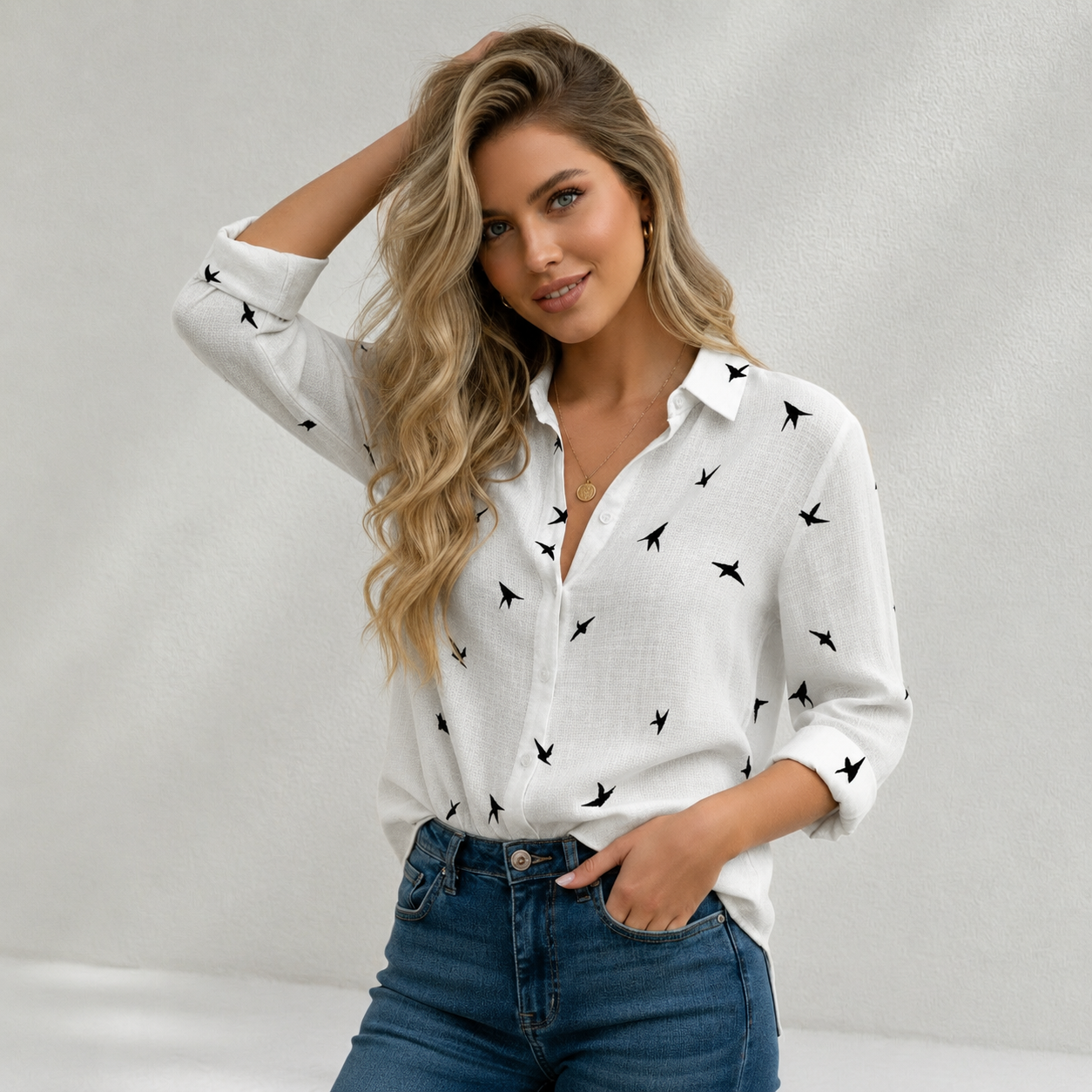 Blanche (avec des petits oiseaux) / 5XL