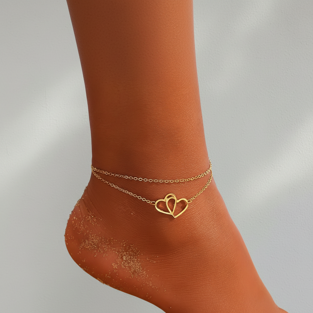 Bracelet de Cheville Femme à Cœurs | Fin & Élégant