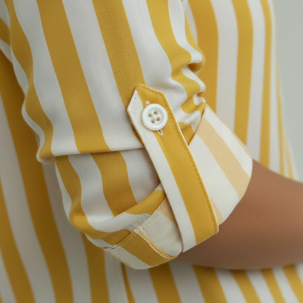 Chemise femme rayée boutonnée à manches longues – coupe ample