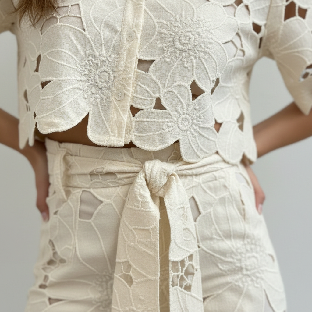 Ensemble femme 2 pièces ajouré avec pantalon
