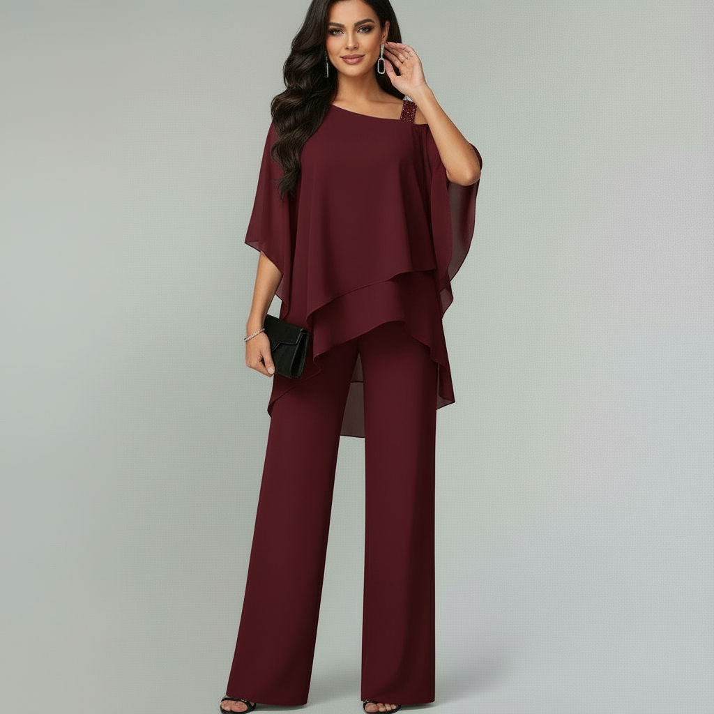 Ensemble femme 2 pièces en chiffon pour soirée