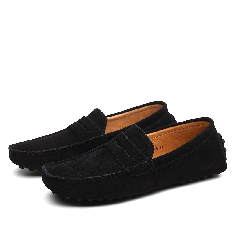 Mocassins homme en cuir véritable aspect daim
