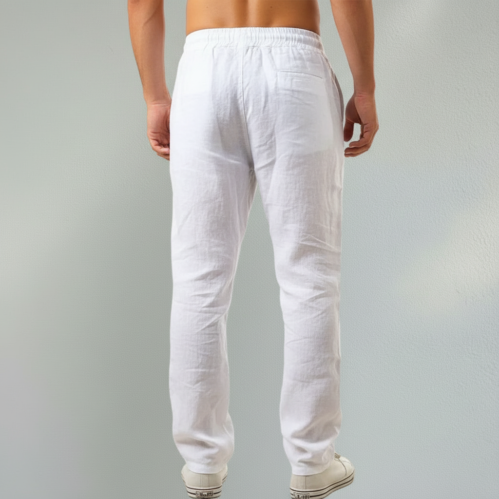Pantalon homme en lin léger coupe droite