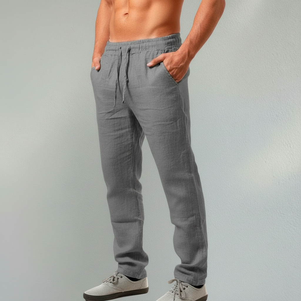 Pantalon homme en lin léger coupe droite