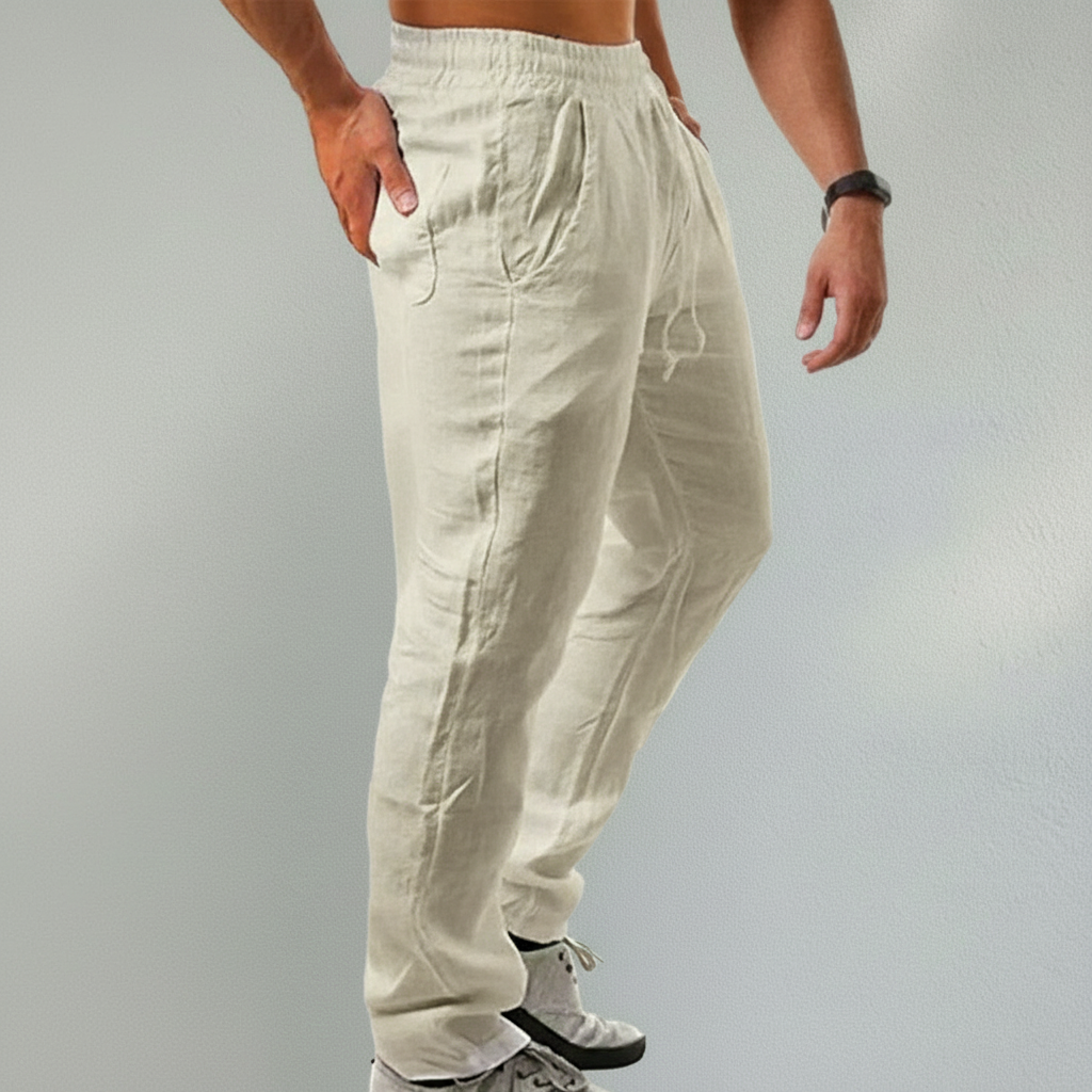 Pantalon homme en lin léger coupe droite