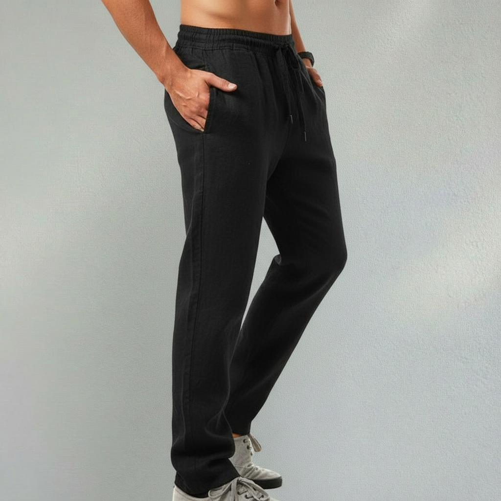 Pantalon homme en lin léger coupe droite