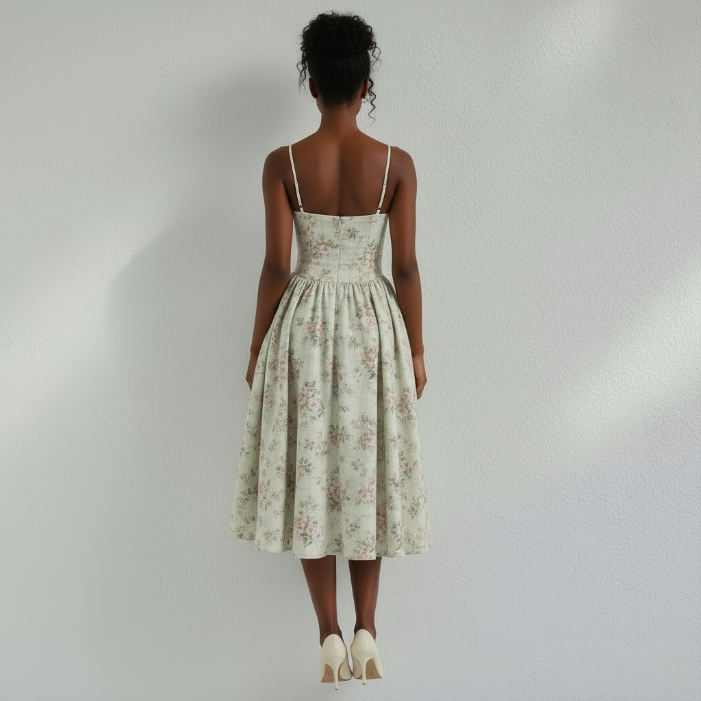 Robe corset femme midi à imprimé fleuri