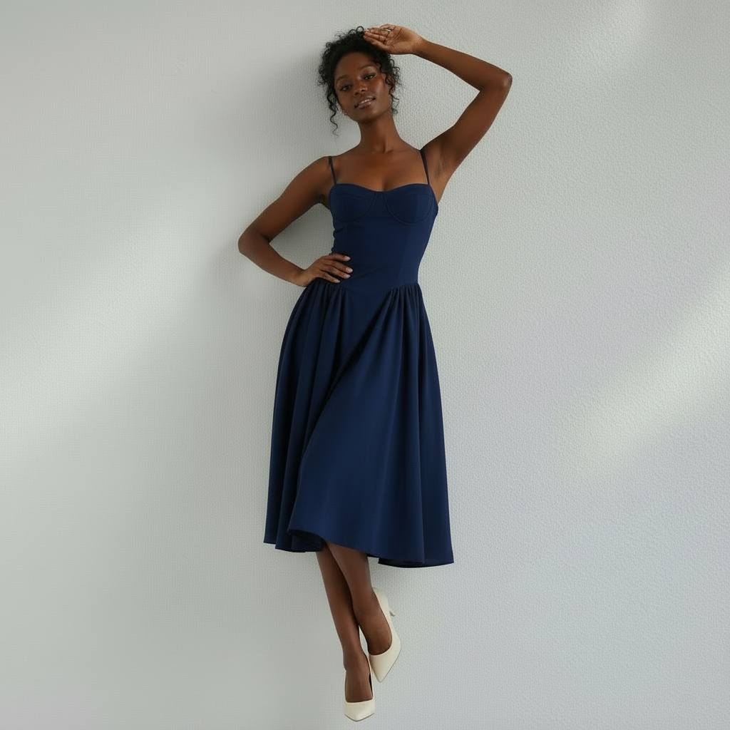 Robe corset femme midi à imprimé fleuri