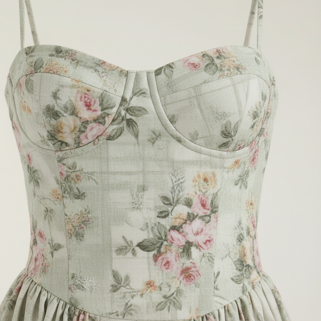 Robe corset femme midi à imprimé fleuri