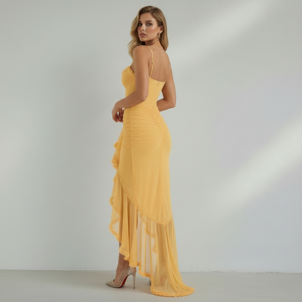 Robe Longue Femme Bustier Volants