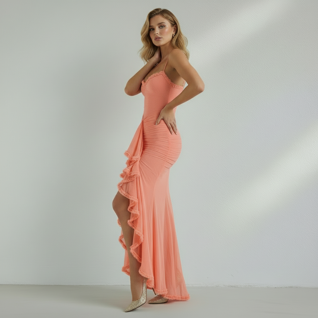 Robe Longue Femme Bustier Volants