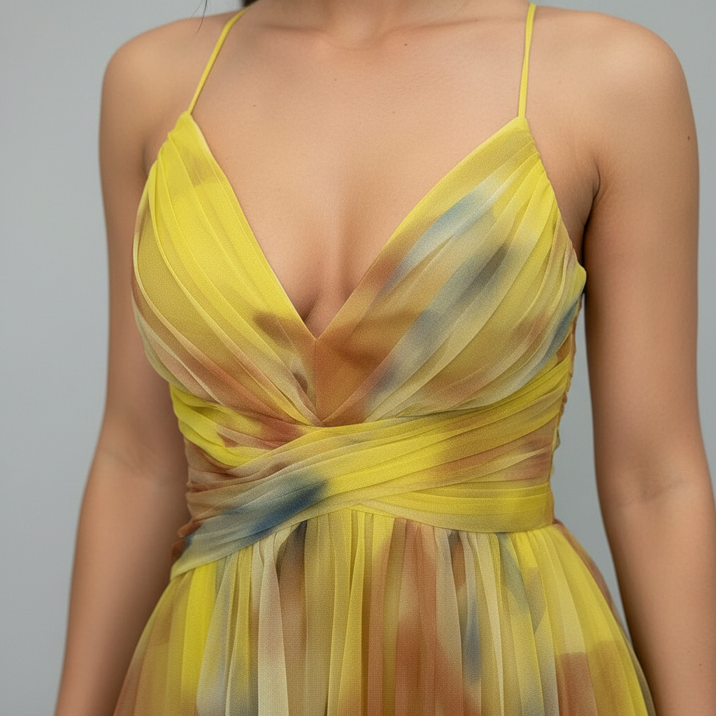 Robe Longue Femme Imprimée Fluide | Col V Sans Manches