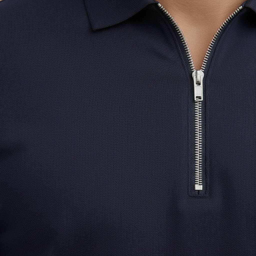Polo Homme Col Zippé Manches Courtes