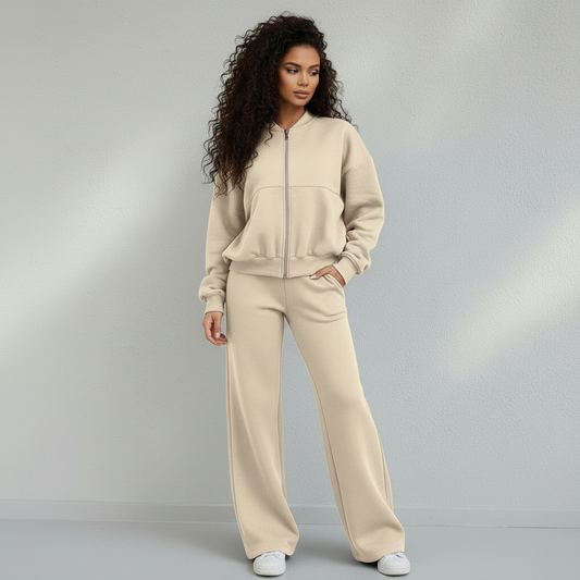 Survêtement Femme 2 Pièces Zippé Taille Élastique