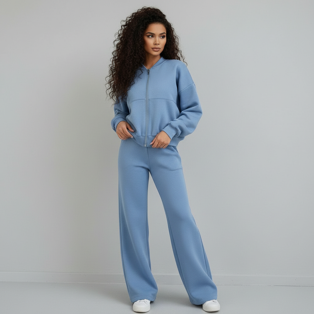 Survêtement Femme 2 Pièces Zippé Taille Élastique