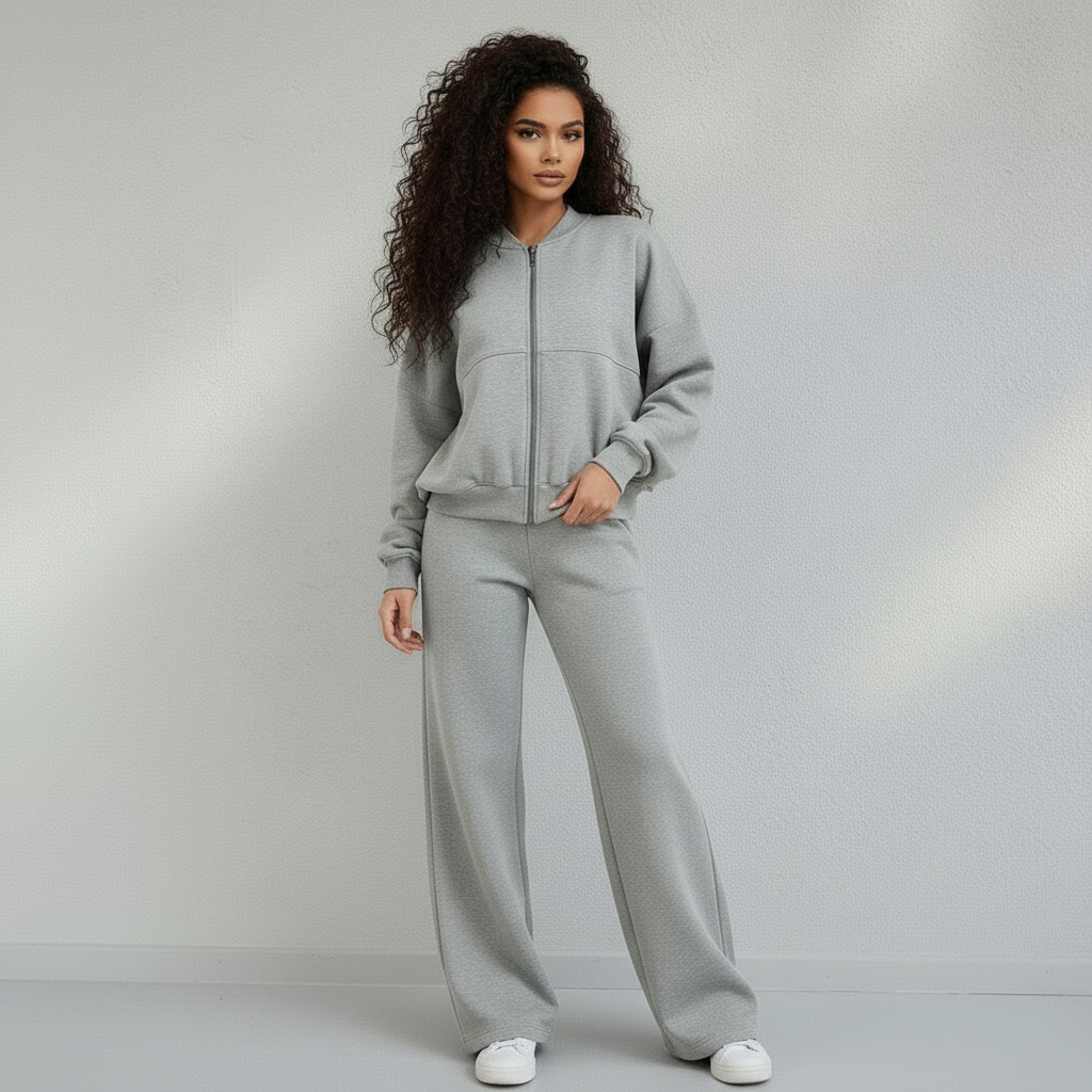 Survêtement Femme 2 Pièces Zippé Taille Élastique