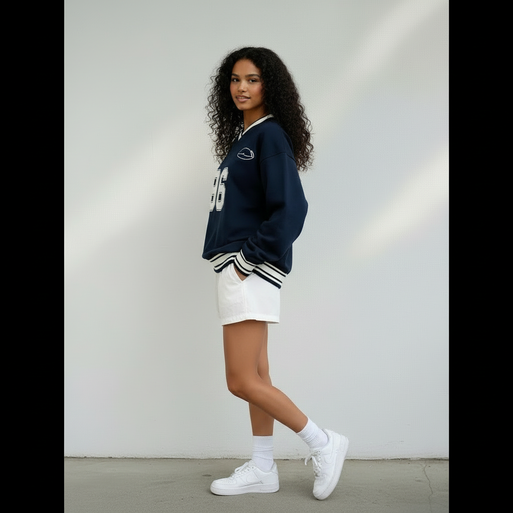 Sweat Femme Oversize Baseball Col V