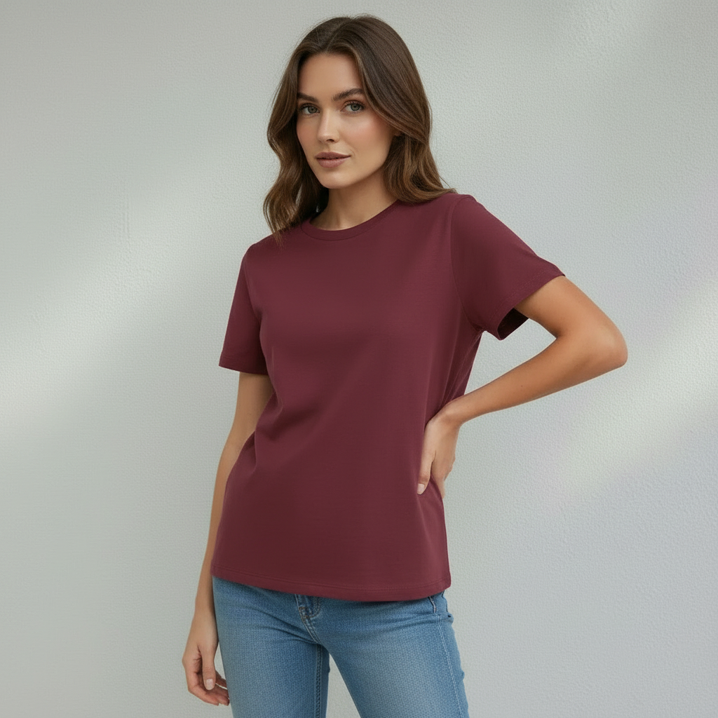 T-shirt Femme Coton Mélangé | Manches Courtes Col Rond