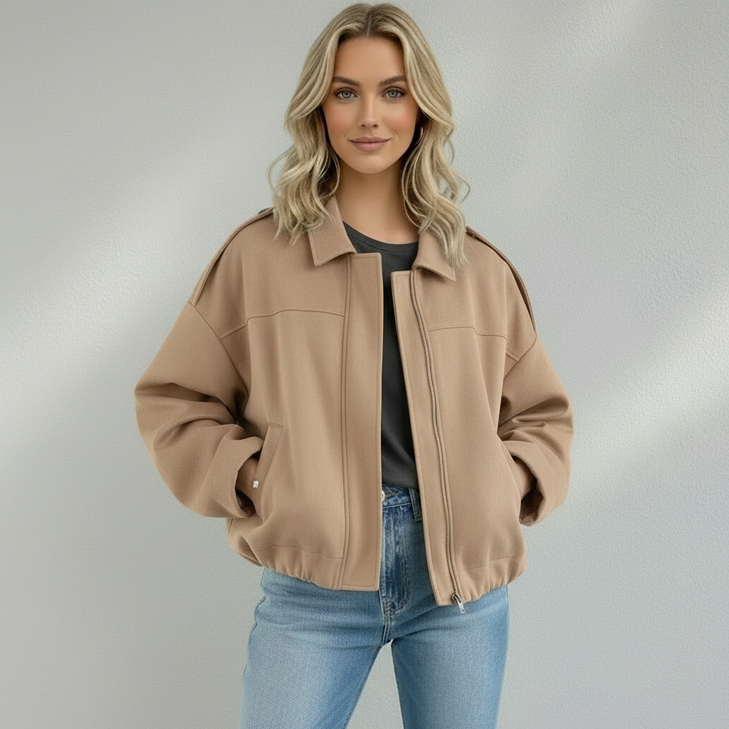 Veste Bomber Femme Effet Suédé Zippée | Ruvafashion