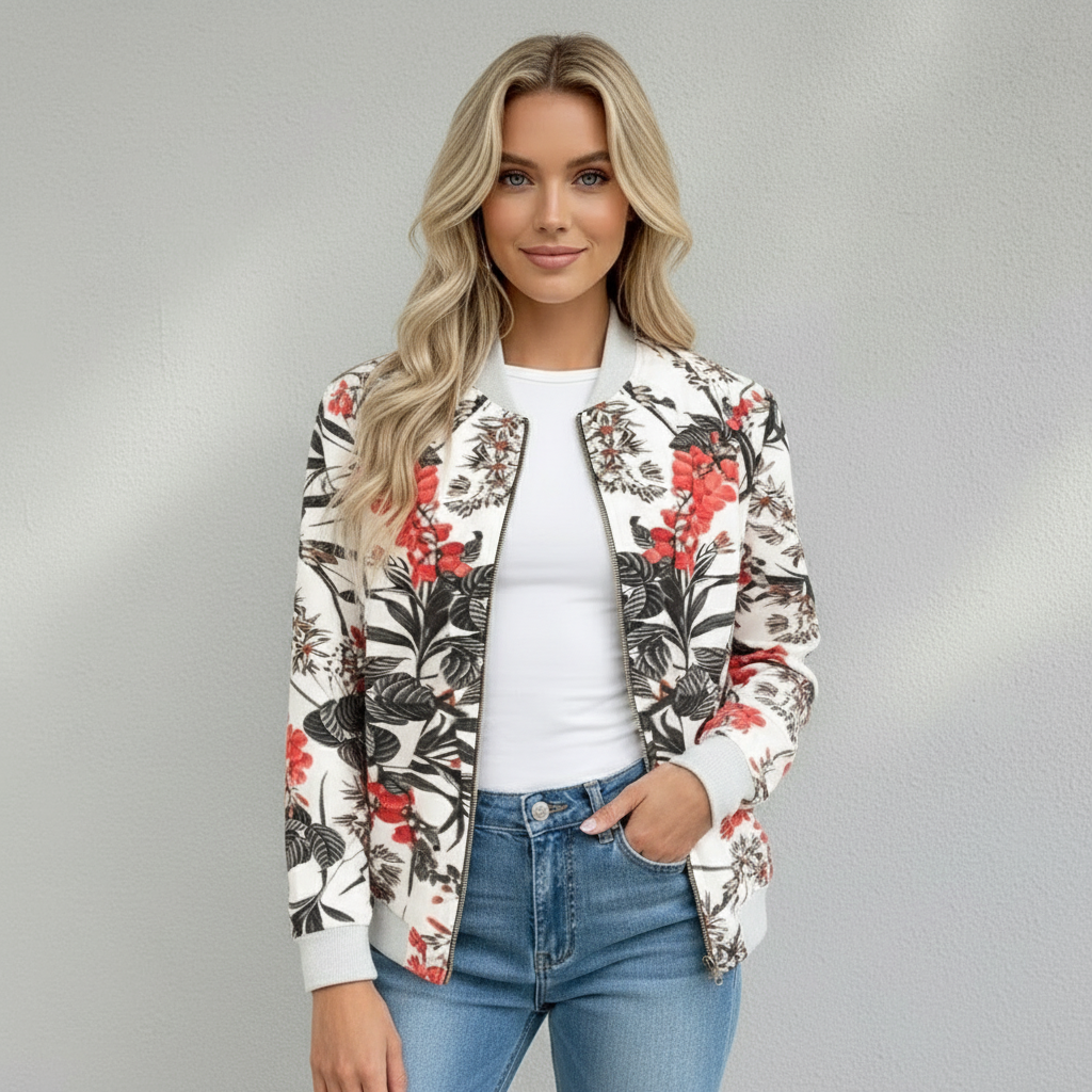 Veste Bomber Femme Imprimée Florale