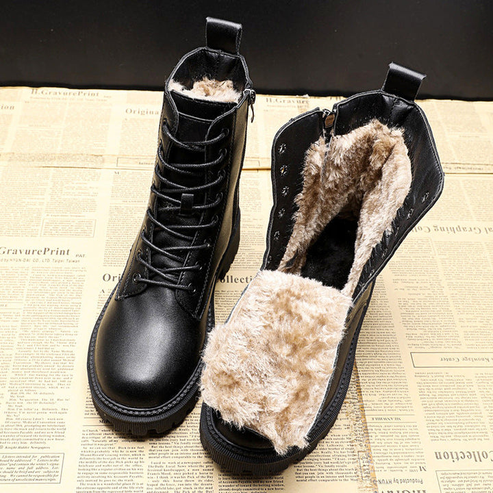 Bottes femme hiver cuir noir